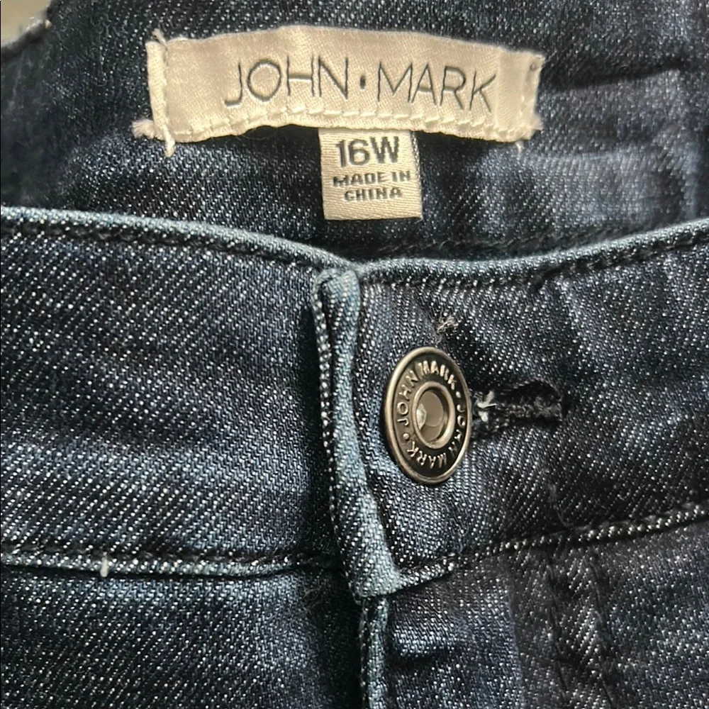 John Mark Dark Blue Flare Jeans - Picture 4 of 6